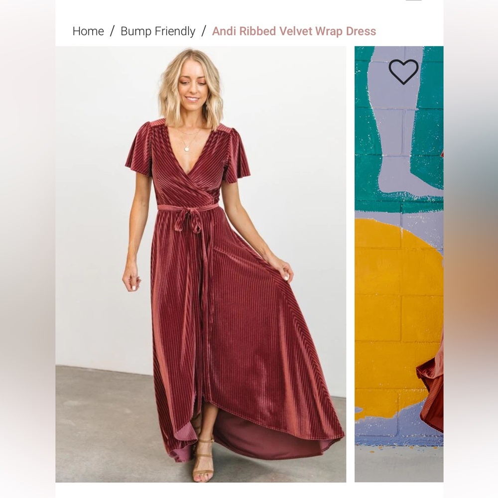 Baltic Born Andi Ribbed Velvet Midi Dress in Merlot